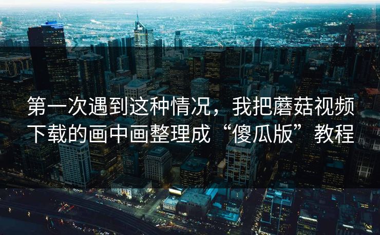 第一次遇到这种情况，我把蘑菇视频下载的画中画整理成“傻瓜版”教程
