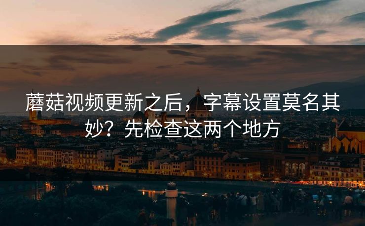 蘑菇视频更新之后,字幕设置莫名其妙?先检查这两个地方 蘑菇视频更新之后,字幕设置莫名其妙?先检查这两个地方