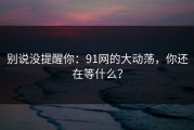 别说没提醒你：91网的大动荡，你还在等什么？