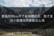 蘑菇视频ios开了省电模式后，我才发现小窗播放原来能这么调