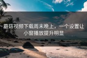 蘑菇视频下载周末晚上，一个设置让小窗播放提升明显