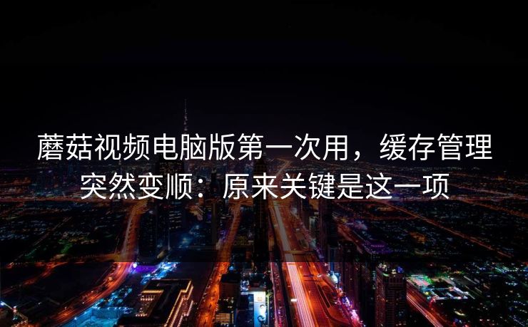 蘑菇视频电脑版第一次用，缓存管理突然变顺：原来关键是这一项