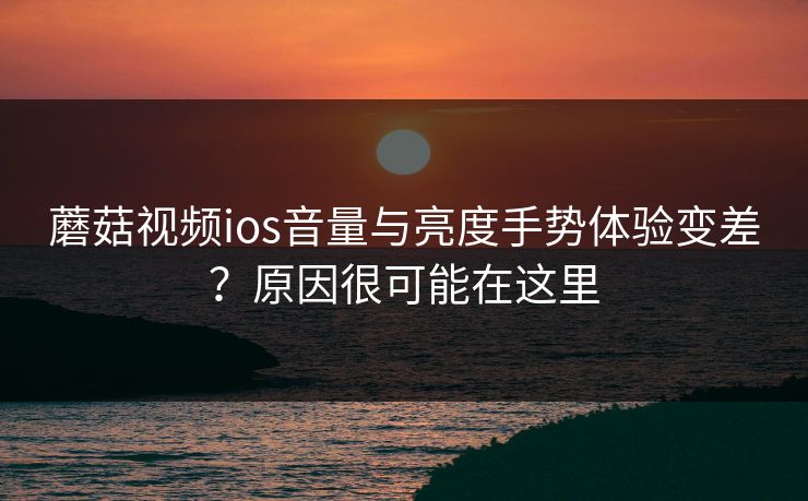 蘑菇视频ios音量与亮度手势体验变差?原因很可能在这里 蘑菇视频ios音量与亮度手势体验变差?原因很可能在这里