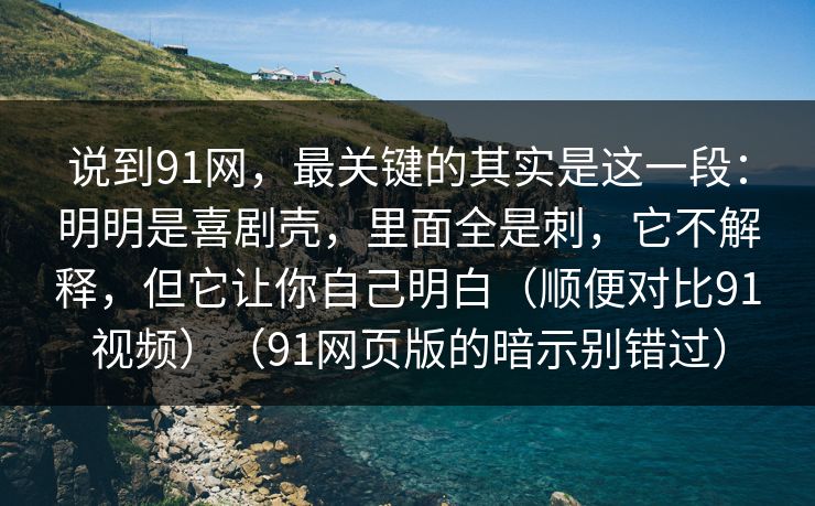 说到91网，最关键的其实是这一段：明明是喜剧壳，里面全是刺，它不解释，但它让你自己明白（顺便对比91视频）（91网页版的暗示别错过）