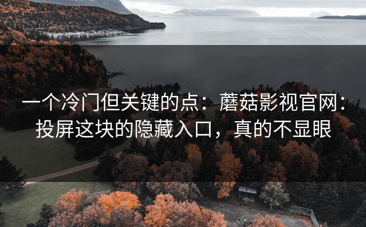 一个冷门但关键的点：蘑菇影视官网：投屏这块的隐藏入口，真的不显眼