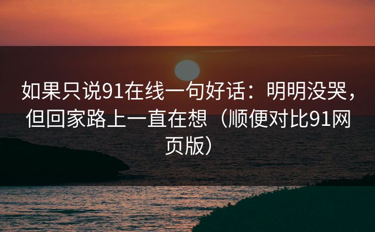 如果只说91在线一句好话:明明没哭,但回家路上一直在想(顺便对比91网页版) 如果只说91在线一句好话:明明没哭,但回家路上一直在想(顺便对比91网页版)