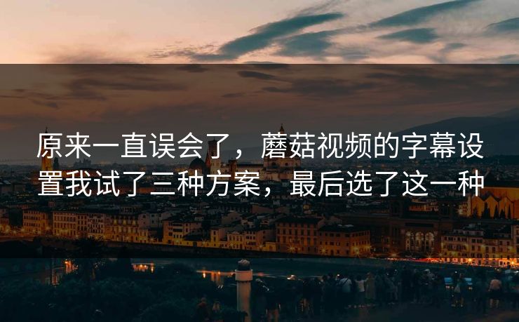 原来一直误会了,蘑菇视频的字幕设置我试了三种方案,最后选了这一种 原来一直误会了,蘑菇视频的字幕设置我试了三种方案,最后选了这一种