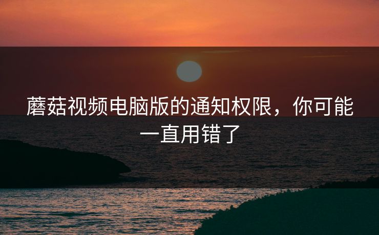 蘑菇视频电脑版的通知权限,你可能一直用错了 蘑菇视频电脑版的通知权限,你可能一直用错了