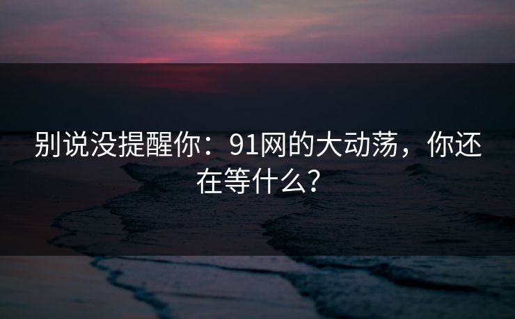 别说没提醒你:91网的大动荡,你还在等什么? 别说没提醒你:91网的大动荡,你还在等什么?